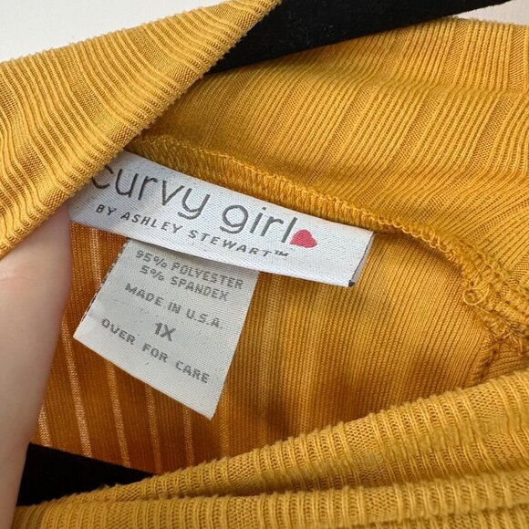 Ashley Stewart Mock Neckline One Sleeve Mustard Yellow Midi Dress Size 1X - Picture 6 of 10